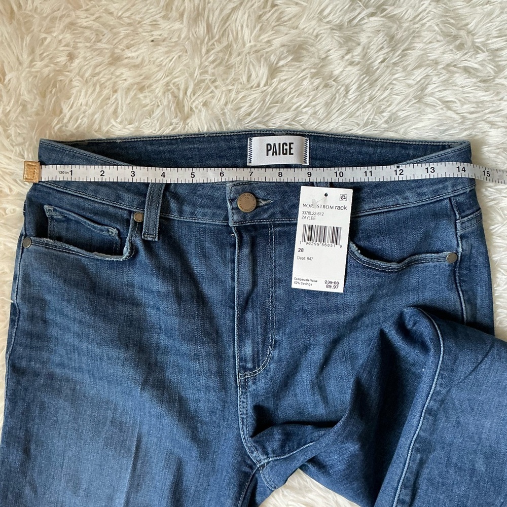 PAIGE Rory Crop Flare Jeans | Size 28 | Medium Wash | Stretch Comfort - Picture 6 of 10